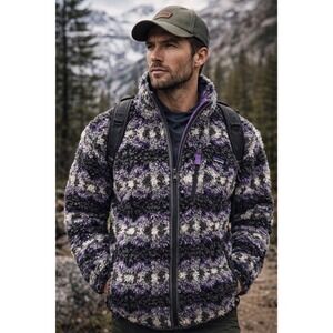 Patagonia Vtg Retro X Deep Pile Full Zip Jacket Purple Aztec Synchilla M/L Rare